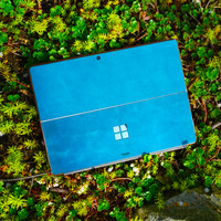 Real leather cover for Surface Pro 12" in bluetini, lifestyle.  Real leather cover for Surface Pro 12" in bluetini, lifestyle.