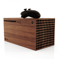 Toast wood cover for Xbox Series X in walnut.