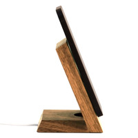 Toast stand for Apple MageSafe Charger in walnut.
