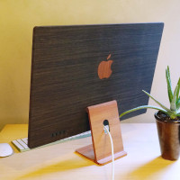 iMac M1 desktop with real wooden case, ebony body and lyptus stand.