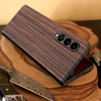 Toast wood cover for Samsung Fold 4 in Rosewood.