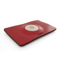 Apple AirTag leather wallet card in cherry bomb red leather by Toast.