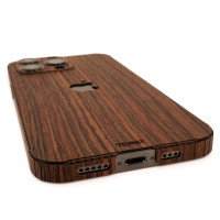 Toast wood cover in rosewood for Apple iPhone 15 bottom detail.