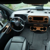 Mercedes Benz Sprinter Van 2026 with Toast wood interior cockpit, teak wood.