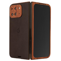 Toast combo leather and wood case for Google Pixel 9 Pro fold, in dark and stormy gray leather with Rosewood wood sides and camera cover. Toast combo leather and wood case for Google Pixel 9 Pro fold, in dark and stormy gray leather with Rosewood wood sides and camera cover.