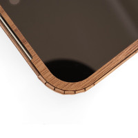 Pixel 9 leather and wood combo cover by Toast, in cherry bomb red with Maple wood accents.