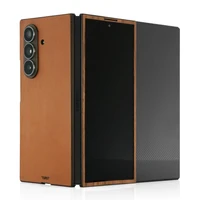 Samsung Galaxy Z TriFold leather and wood combo cover