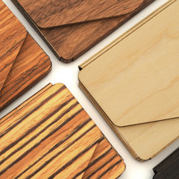 Design of the range of wood options for Toast's bonsai wallet.