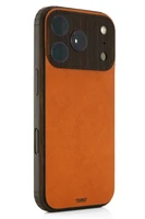 Leather and wood combo cover from iPhone 18 Pro Max by Toast, whiskey tan and black walnut.