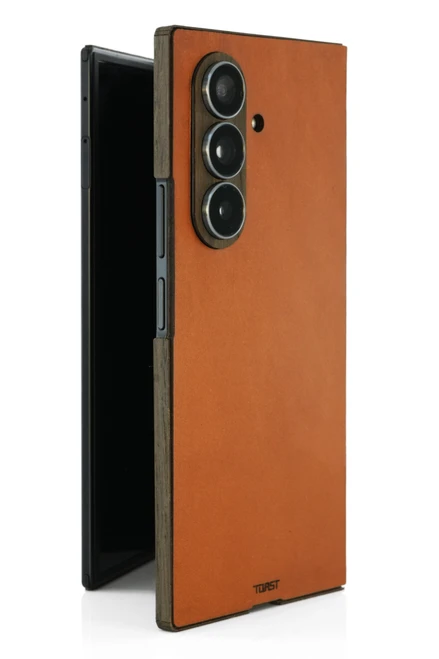 Samsung Galaxy Z TriFold leather and wood combo cover