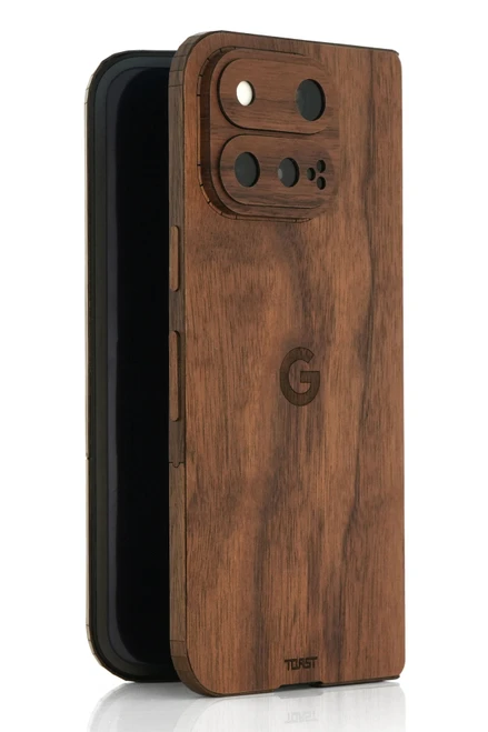 Walnut wood cover for Google Pixel 11 Pro Fold.  The most eco friendly, stylish and attention getting case available.