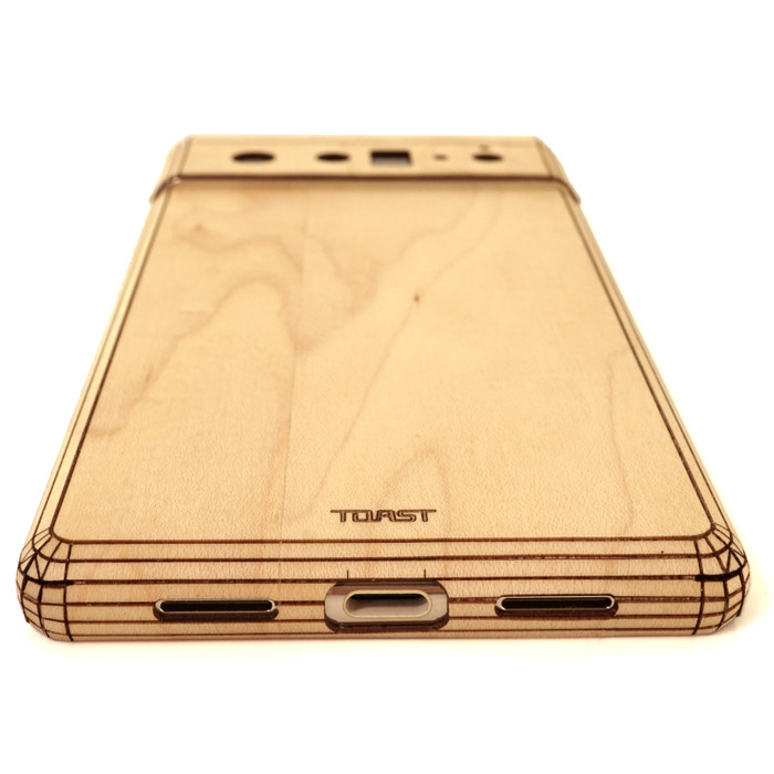 Carveit Custodia In Legno Per Google Pixel 6 Pro, Con Incisione Laser Orso E Aquile, Cover Antiurto TPU + Legno, Compatibile Con Ricarica Wireless
