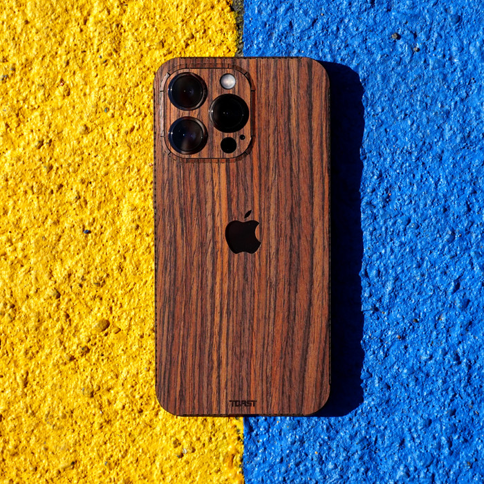 Leather and Wood Combo Cover for iPhone 13, mini, 13 Pro, 13 Pro Max, Toast
