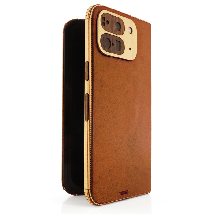 Leather and wood cover for Pixel 9 Pro Fold | Toast