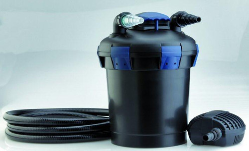 Pond anti kink hose, Biopress Filter, Oase Pump, display