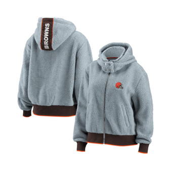 Women's Gray Cleveland Browns Sherpa Full-Zip Hoodie Jacket