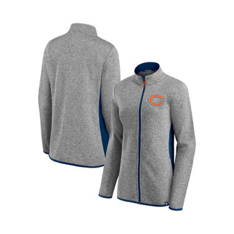 Women's Branded Heathered Gray and Navy Chicago Bears Block Party Primary Logo Full-Zip Jacket