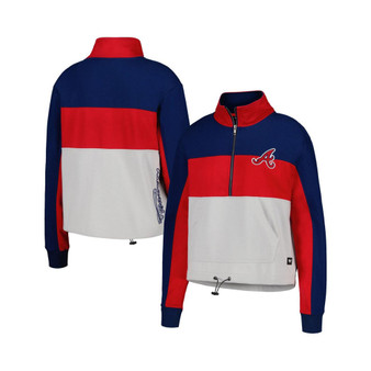 Women's Red, Navy Atlanta Braves Women's Colorblock 1/2 Zip Jacket