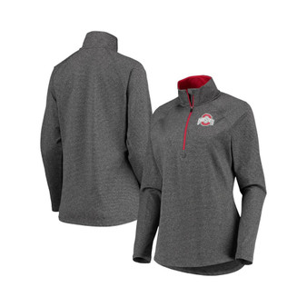 Women's Heathered Gray Ohio State Buckeyes Studio Half-Zip Jacket