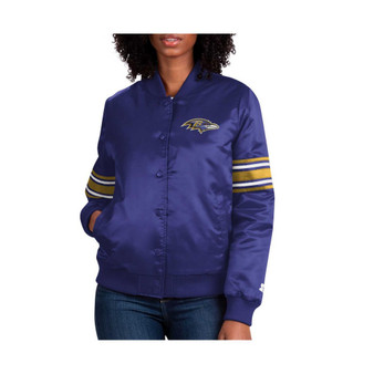 Women's Purple Baltimore Ravens Line Up Satin Full-Snap Varsity Jacket