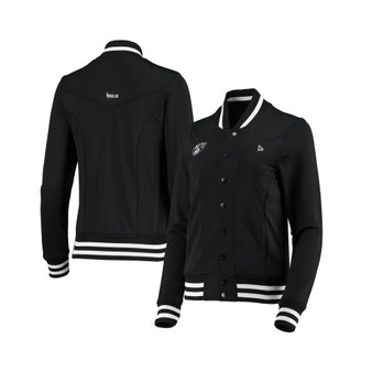 Women's Black Brooklyn Nets Nostalgic Full-Snap Tracksuit Jacket