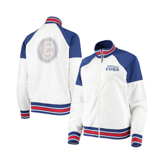 Women's White, Royal Chicago Cubs First Hit Raglan Full-Zip Track Jacket