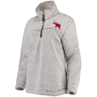 Women's Gray Alabama Crimson Tide Sherpa Super-Soft Quarter-Zip Pullover Jacket