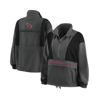 Women's Charcoal Arizona Cardinals Popover Packable Half-Zip Jacket