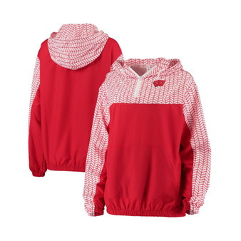 Women's Red Wisconsin Badgers Chevron Swishy Quarter-Zip Hoodie Jacket