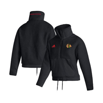 Women's Black Chicago Blackhawks Sherpa Half-Zip Jacket