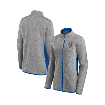 Women's Branded Heathered Charcoal New York Mets Primary Logo Fleece Full-Zip Jacket