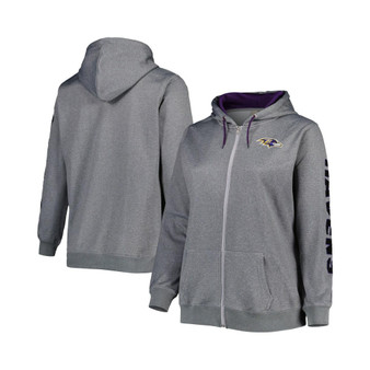 Women's Heather Charcoal Baltimore Ravens Plus Size Fleece Full-Zip Hoodie Jacket