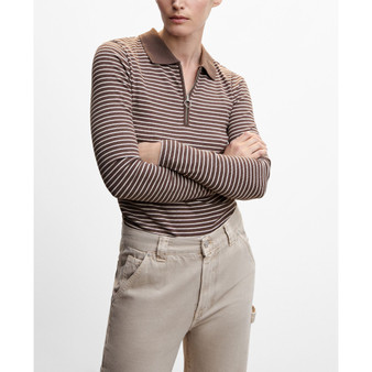 Women's Ribbed Polo-Style Sweater