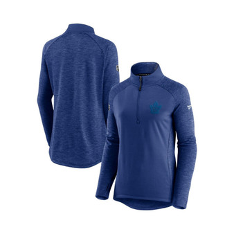 Women's Branded Blue, Heathered Blue Toronto Maple Leafs Logo Authentic Pro Travel and Training Raglan Quarter-Zip Jacket