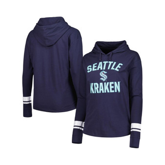 Women's Navy Seattle Kraken Colorblock Plus Size Pullover Hoodie Jacket