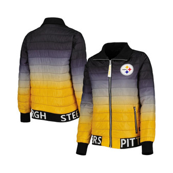 Women's Black, Gold Pittsburgh Steelers Color Block Full-Zip Puffer Jacket