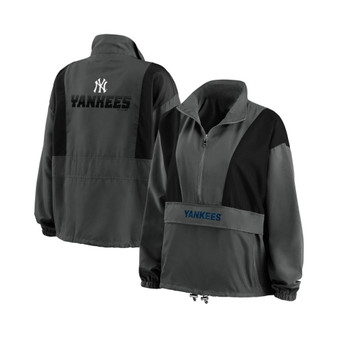 Women's Charcoal New York Yankees Packable Half-Zip Jacket