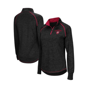 Women's Black Harvard Crimson Bikram Raglan Quarter-Zip Jacket