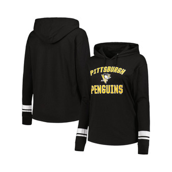 Women's Black Pittsburgh Penguins Colorblock Plus Size Pullover Hoodie Jacket