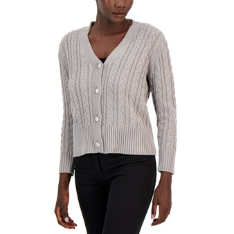 Women's Cable-Knit Jewel-Button Cardigan