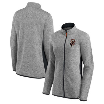Women's Heather Charcoal San Francisco Giants Primary Logo Fleece Full-Zip Jacket