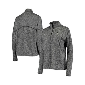 Women's Heathered Black NBA Logoman Element Performance Half-Zip Jacket