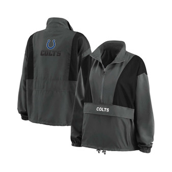 Women's Charcoal Indianapolis Colts Popover Packable Half-Zip Jacket