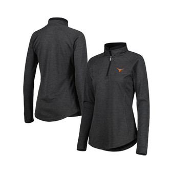 Women's Heathered Black Texas Longhorns Core Raglan Quarter-Zip Jacket