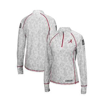 Women's White Alabama Crimson Tide OHT Military-Inspired Appreciation Officer Arctic Camo 1/4-Zip Jacket