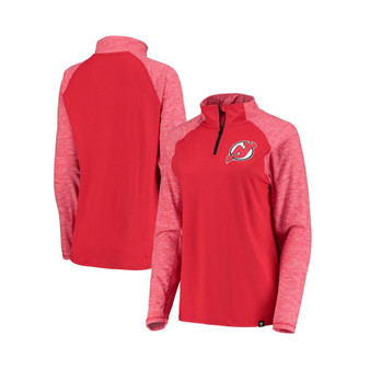 Women's Branded Red New Jersey Devils M2M Raglan Quarter-Zip Jacket