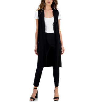 Women's Open-Front Sleeveless Duster Cardigan