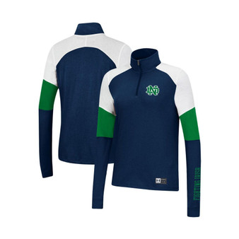 Women's Navy Notre Dame Fighting Irish Sleeve Hit Raglan Quarter-Zip Jacket
