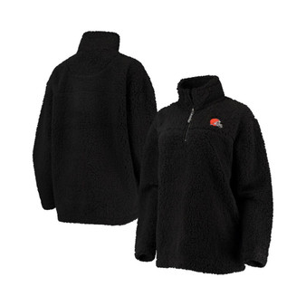 Women's Black Cleveland Browns Sherpa Quarter-Zip Jacket