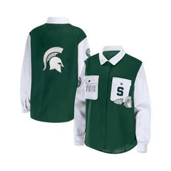 Women's Hunter Green Michigan State Spartans Button-Up Shirt Jacket